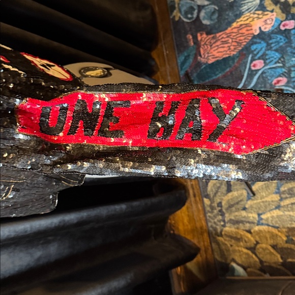 Black Sequin Embellished Jacket with Red MIAMI Patch - Picture 2 of 3